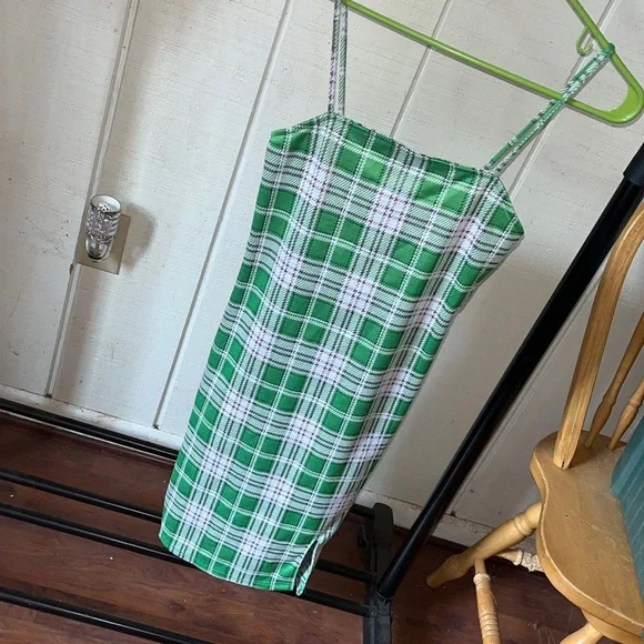 Rue21 Dresses | Green Plaid Rue21 Summer Dress | Color: Green/White | Size: S | Calliegc's Closet